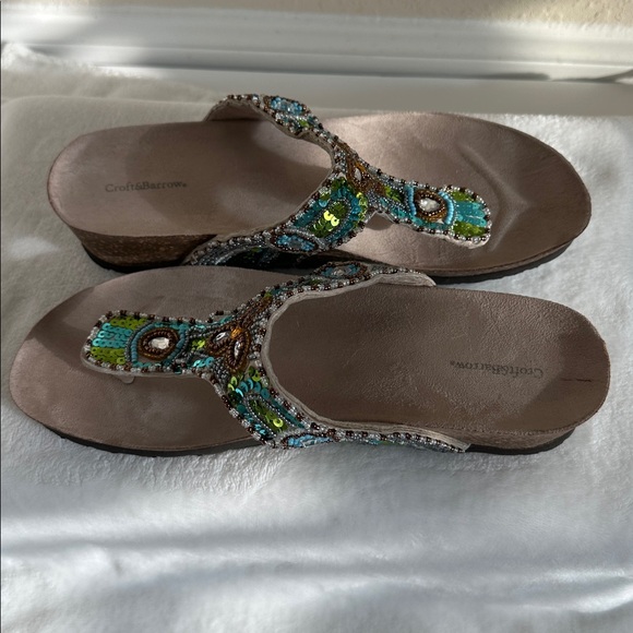 Kohl's Beaded Wedge Sandals - Multicolor Size 8.5. - Picture 10 of 12